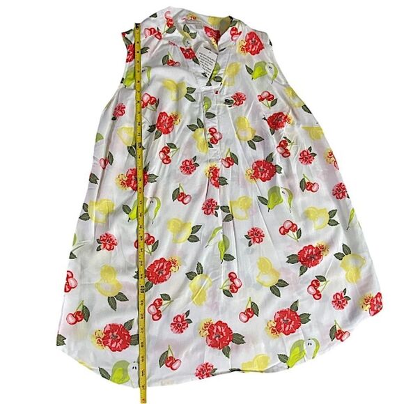Woman Within Size 14/16 Medium Top Sleeveless New Flowers and Fruit Cottagecore - Picture 5 of 7